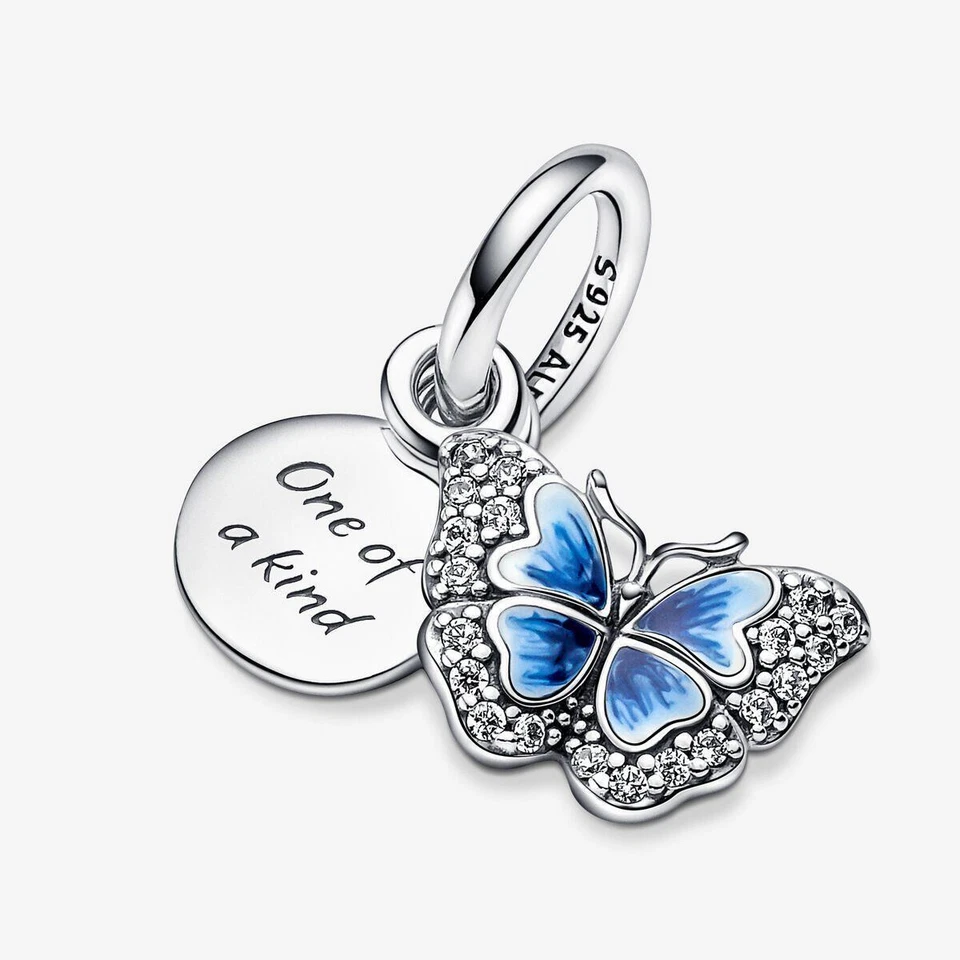 Pandora Blue Butterfly & Quote Double Dangle Charm - Bild 4 von 4
