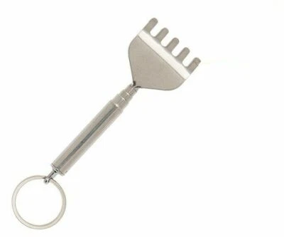 THE RUBBER PLANTATION ™ Mini Extendable Metal Back Scratcher Keyring Keychain Pocket stocking filler