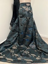 Black Green Metallic Brocade Organza Fabric 58 Width Sold By The Yard
