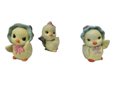 Vintage Ceramic 3 Yellow Baby Chick 3 Figurines Collectable