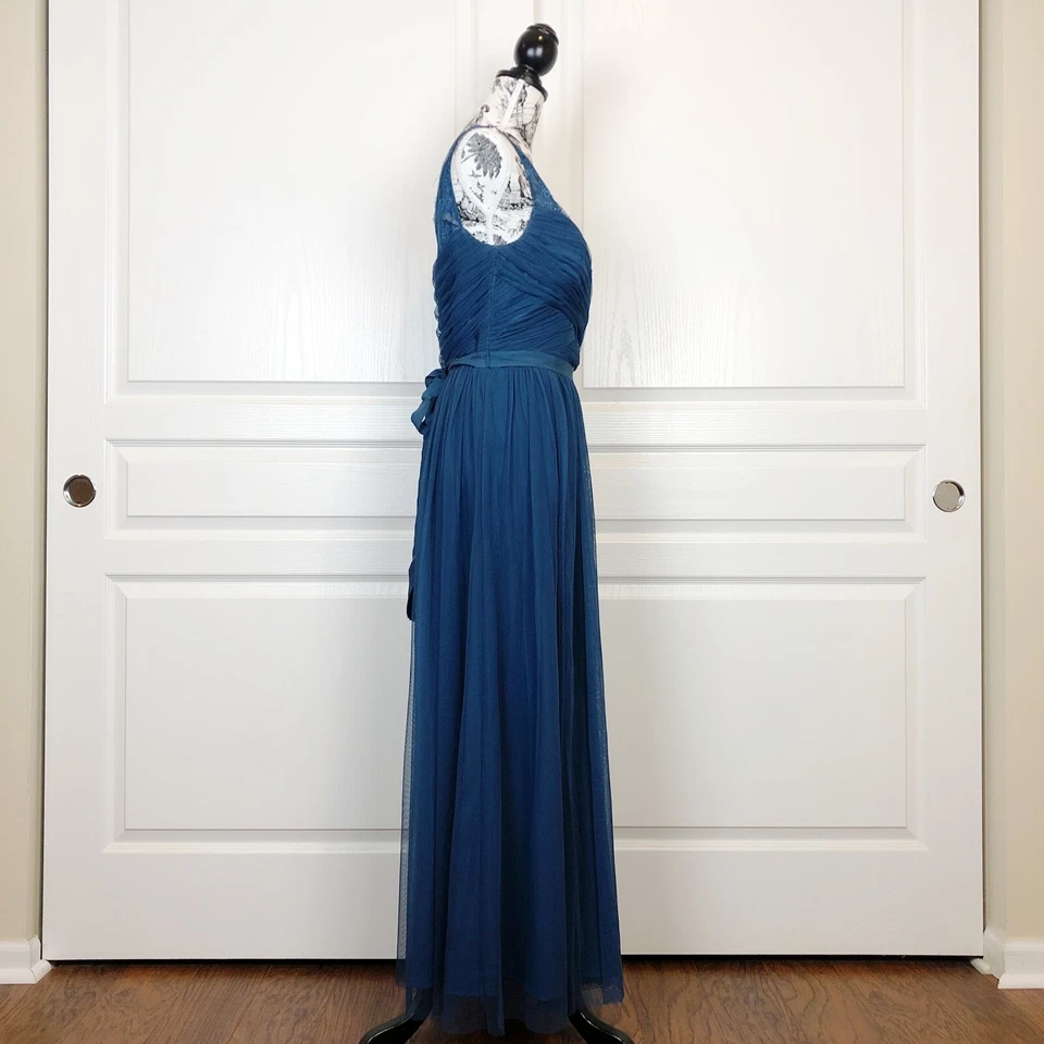 Anthropologie BHLDN до сих пор Fleur полная длина подружки невесты платье размер 10 бирюзовый $250 - Изображение 2 из 4