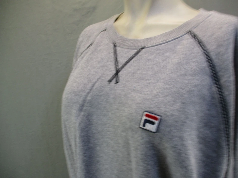 Camiseta deportiva de manga larga FILA talla 2XL gris mezcla de algodón cuello redondo 218 Foto 4 de 4