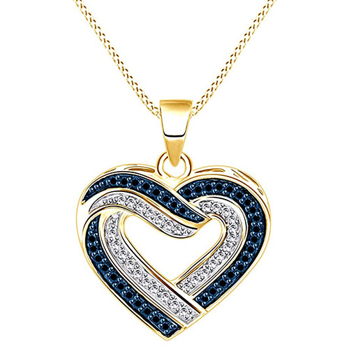 0.33 Cttw Round Cut Diamond Heart Pendant Necklace 14K Yellow Gold Over