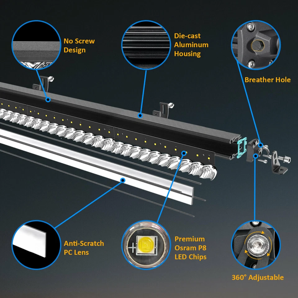 For Chevrolet 52Inch 150W LED Light Bar Flood Spotlight Combo Fog Offroad Lights Foto 4 de 4