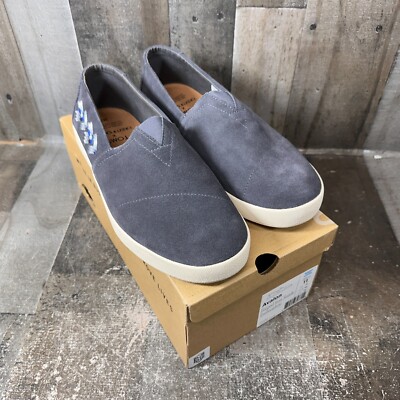 TOMS Bloomingdales Men\'s Slip On Loafer Size‎ 11 Gray Suede Emboidered Shoe TOMS Bloomingdales Men main image 2