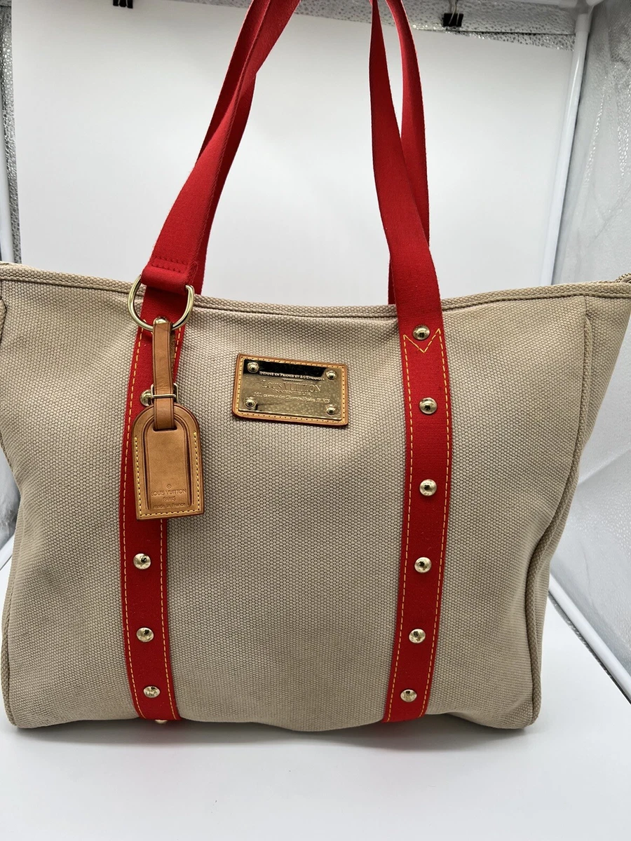 LOUIS VUITTON Cabas Antigua GM Tote Beige Red M40032, Excellent &  Authentic