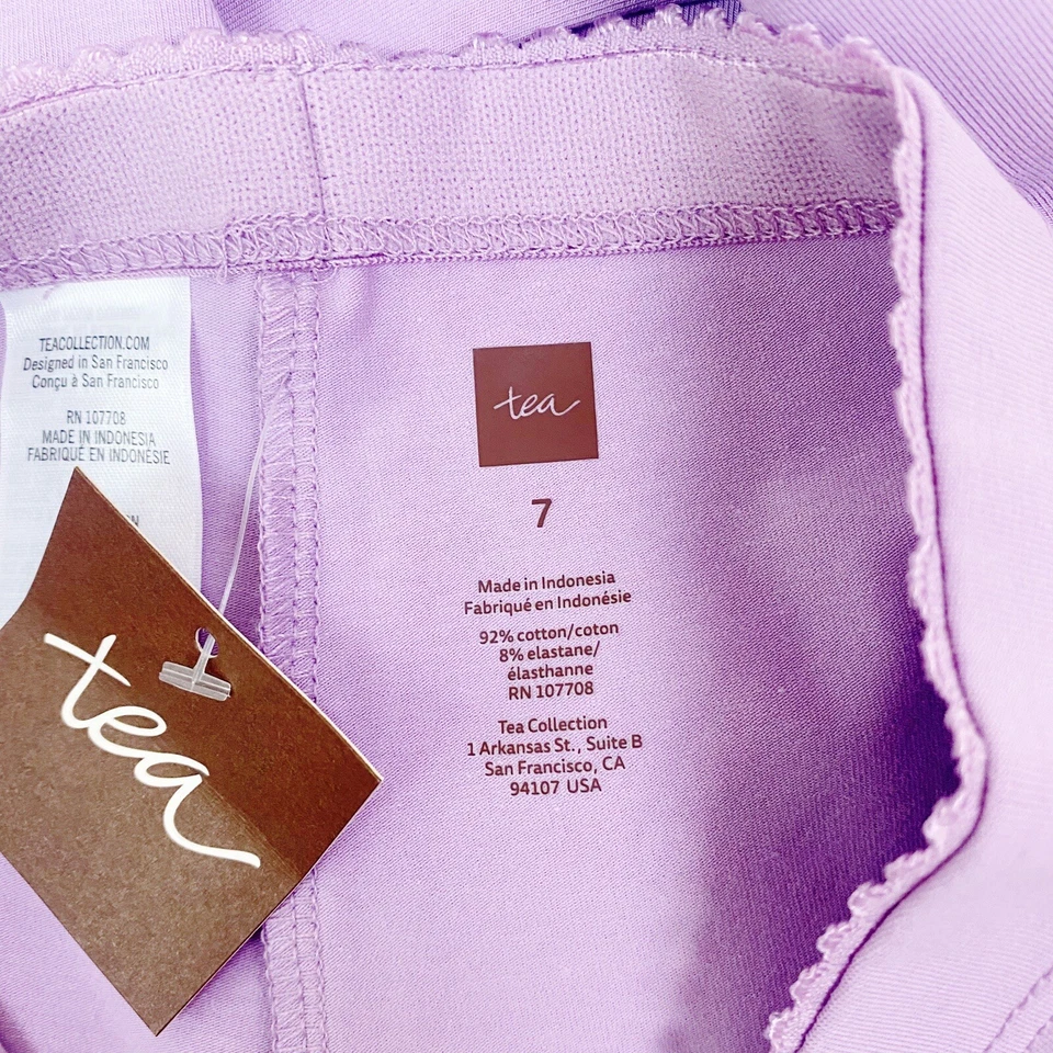 Leggings capri Tea Collection para niñas talla 7 mezcla de algodón púrpura claro liso Foto 4 de 4