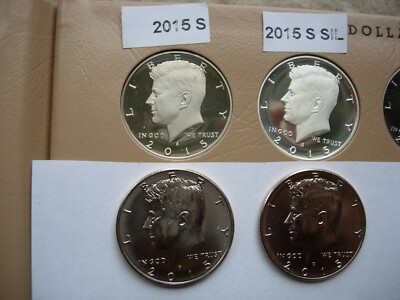 2015 P D S S SILVER KENNEDY P&D, CLAD PROOF, SILVER PROOF HALF DOLLARS ...