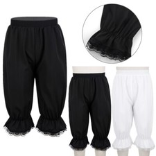 Girls Edwardian Victorian Pantaloons Lace Ruffled Bloomers Loose Shorts Pants