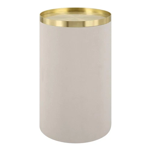 Uttermost Circuit Contemporary Faux Leather/Metal Accent Table in White/Brass - Picture 1 of 4