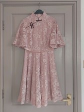 Pink Lace Trumpet Sleeve Dress M