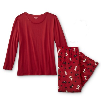 Ladies Plus Pajama Set Red Size 2X Dog New