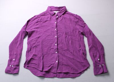 Dear John Women's Gaia Button Up Poplin Shirt EJ3 Cattleya Orchid Medium NWT