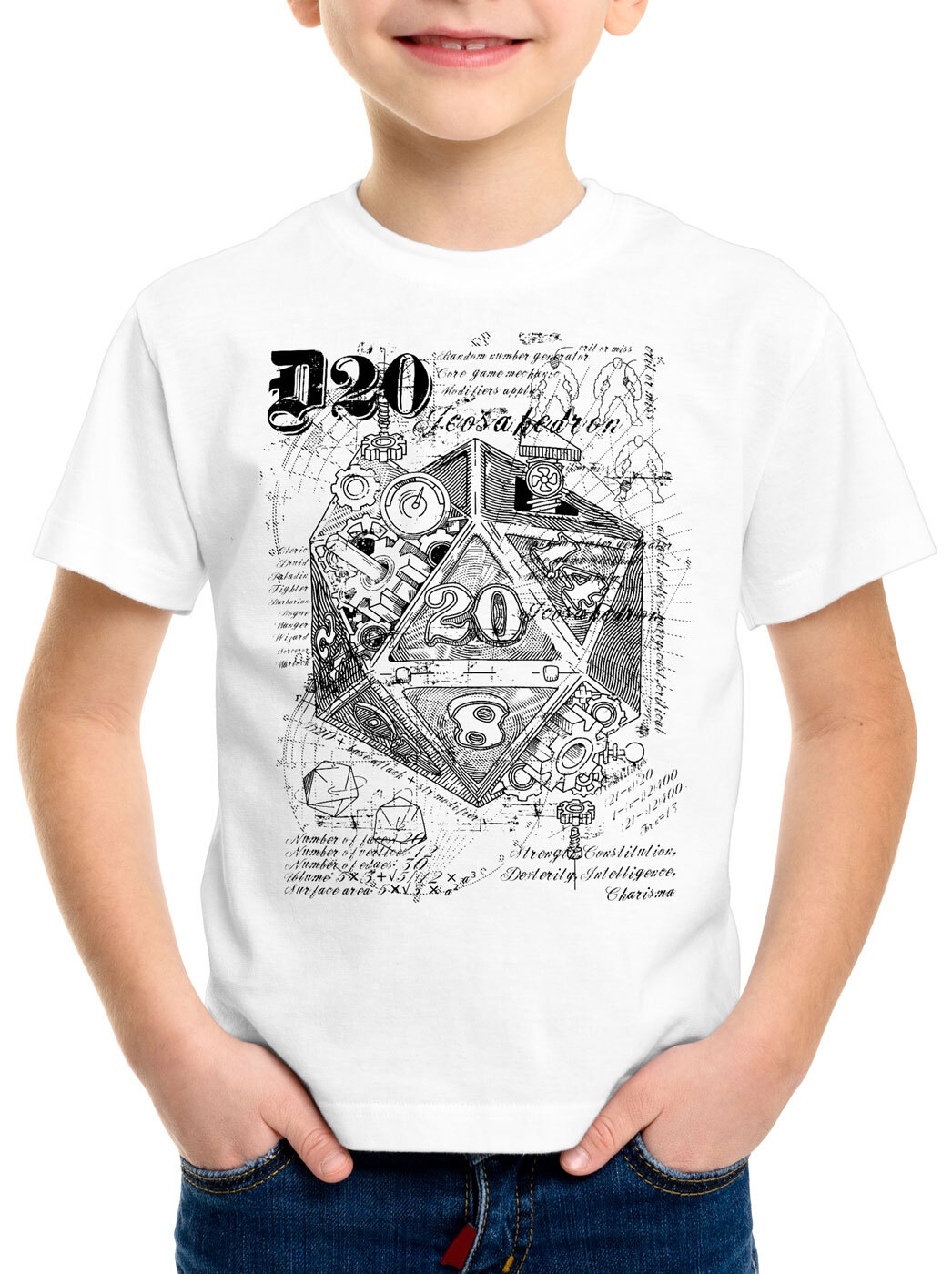 ALTRA T shirt bambino D20 Vinci dragons cubi dungeon