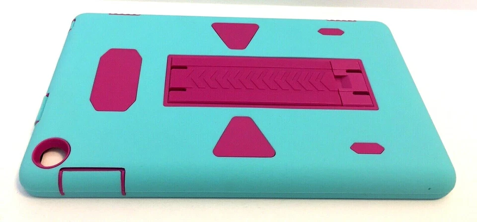 Shockproof Back Stand Cover Case f/Amazon Kindle Fire 7" Tablet 2015 Green&Pink - Image 3 of 4