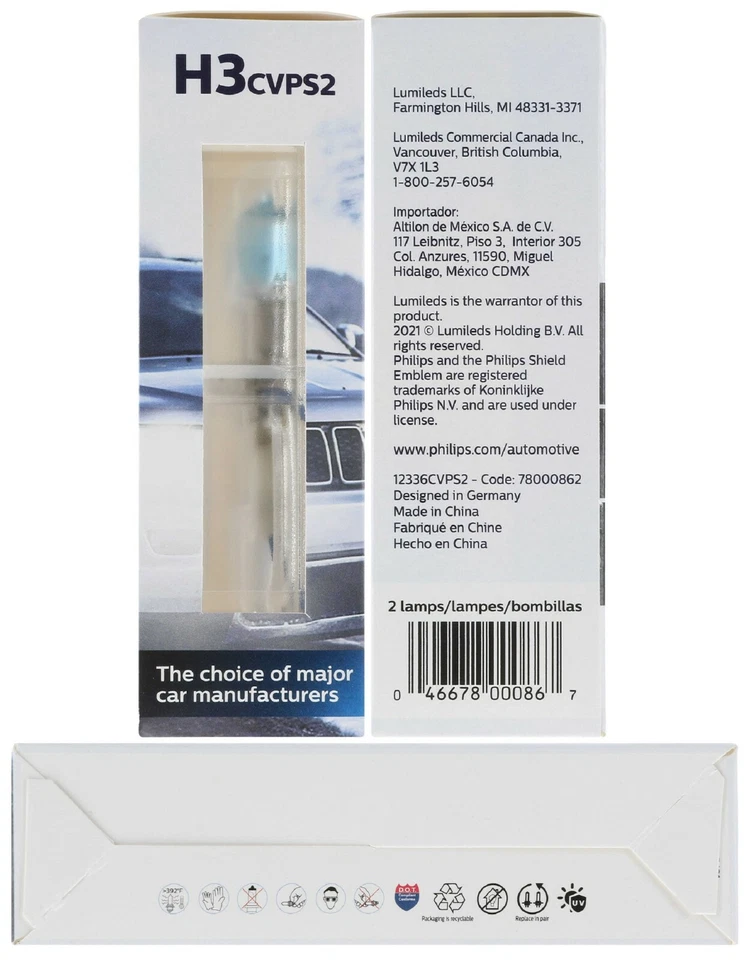 Philips Crystal Vision Platinum H3 55W Two Bulbs Fog Light Replacement Stock Fit - Image 4 of 4