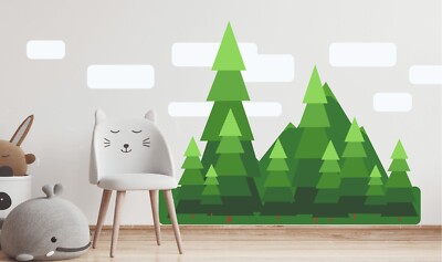 Kinderzimmer Deko Wandsticker Wald Wald Bäume Wolken Berge Computerspiel