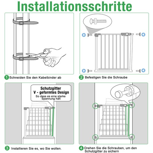 75-115 cm Treppengitter Treppenschutzgitter Kindergitter ohne Bohren Auto-Close - Bild 11 von 21