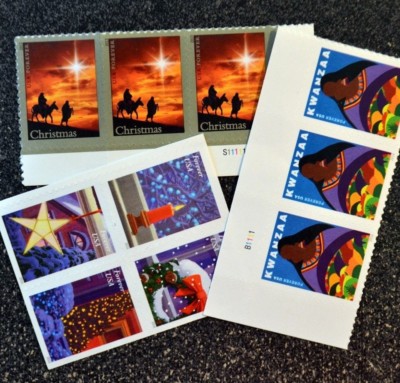 (10) USPS Forever Stamps - Various Designs - Christmas - Holiday