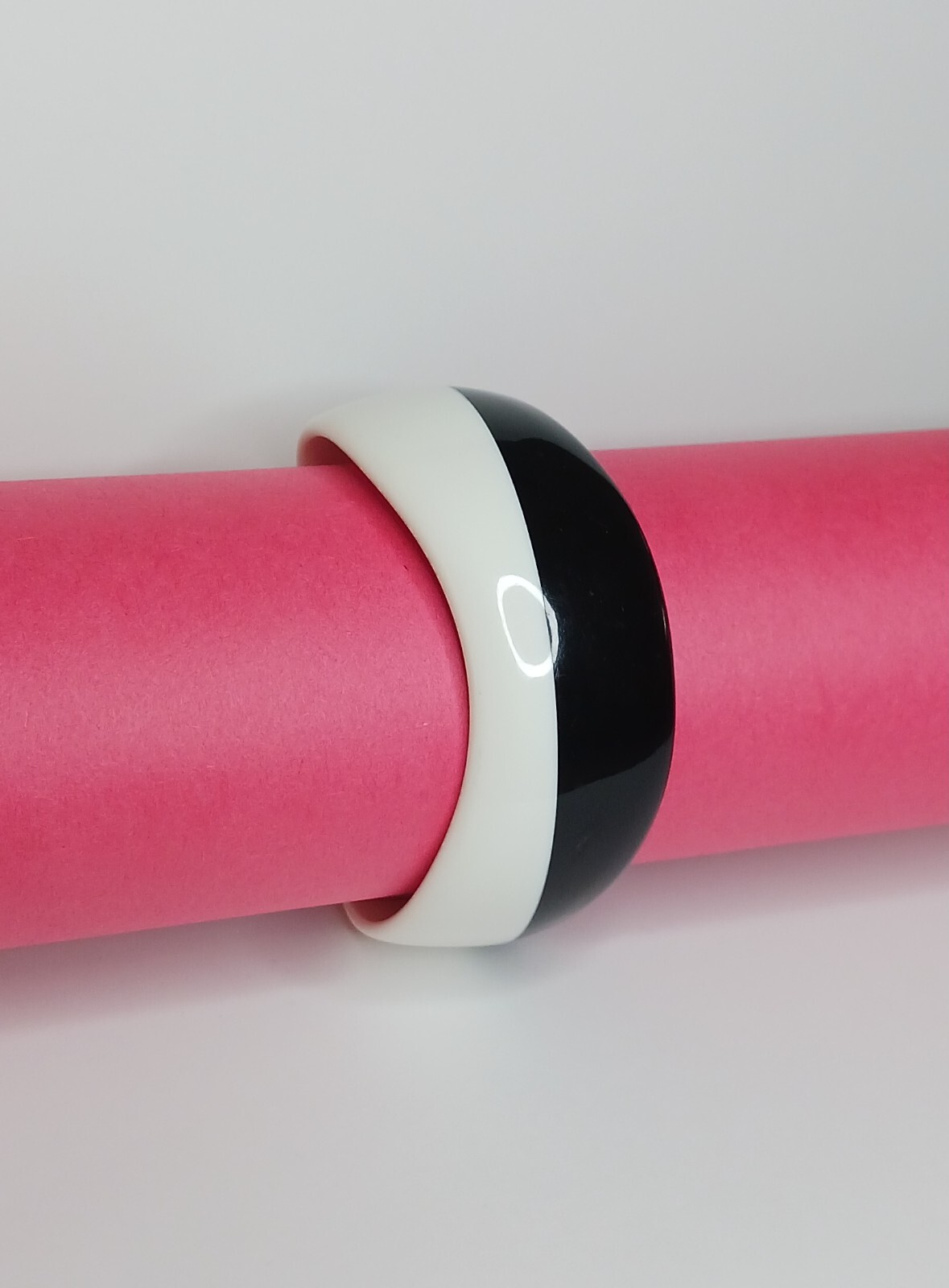 Black / White Signed Bangle Bracelet - image 3