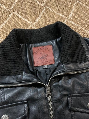 Beverly Hills Polo Club Leather Jacket Girls Size XL 16 Youth,Black Biker Rocker - Picture 3 of 9