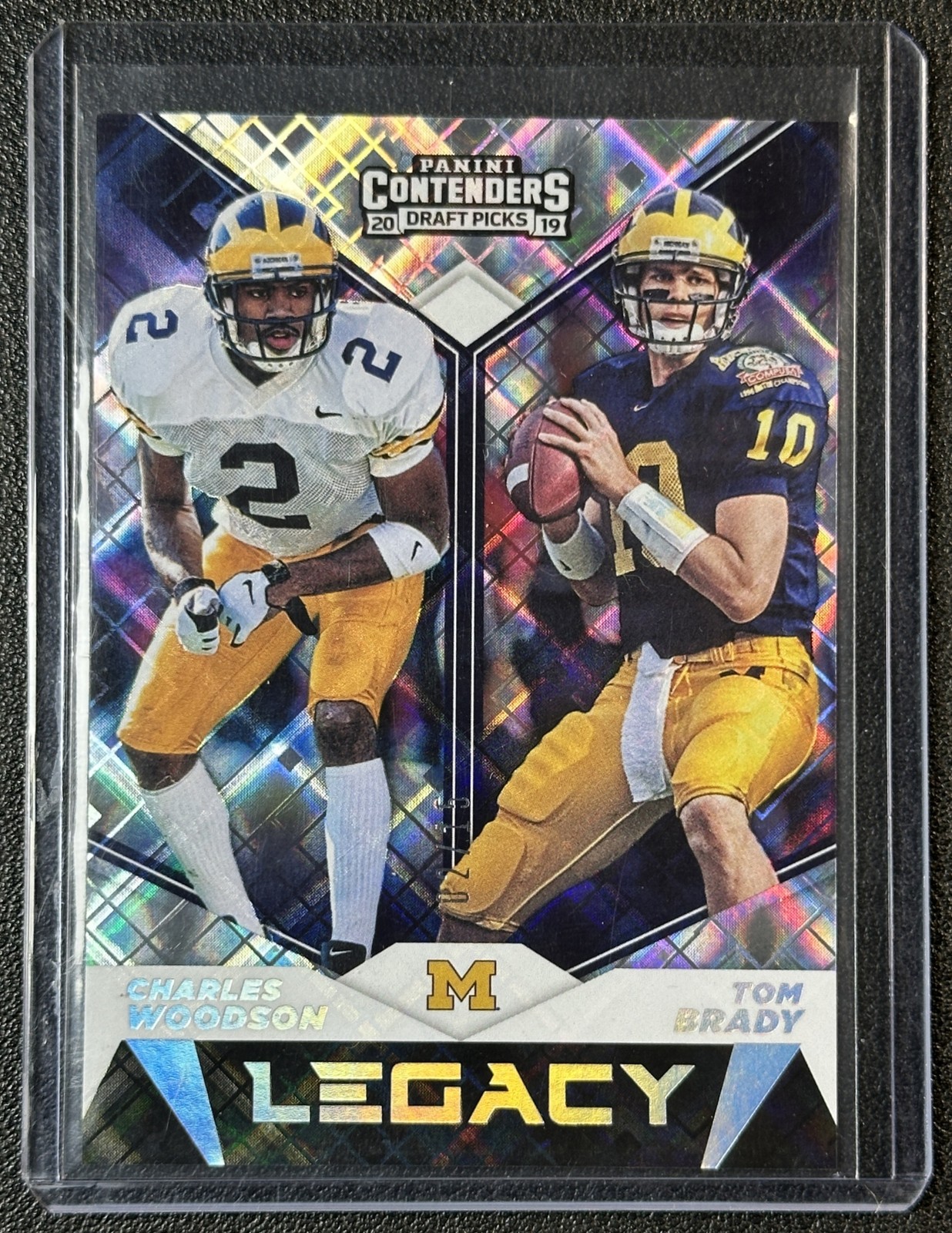 CHARLES WOODSON TOM BRADY 2019 PANINI CONTENDERS DRAFT PICKS LEGACY DIAMOND 2/15