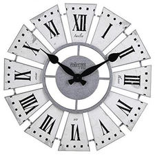  & Co. White Numeral Windmill Wall Clock, Large Vintage Decor for Aged White