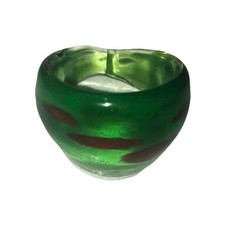 Glass Ring Women's Size 7 Green Red Holiday