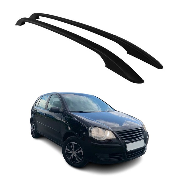 Aluminium Dachreling RelingträGer FüR Vw Polo 2001-2009 Schwarz 2Tlg-image