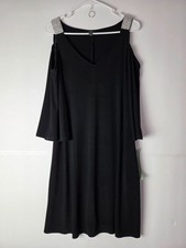 MSK Plus Size Embellished Cold-Shoulder Black Midi Dress Size 8