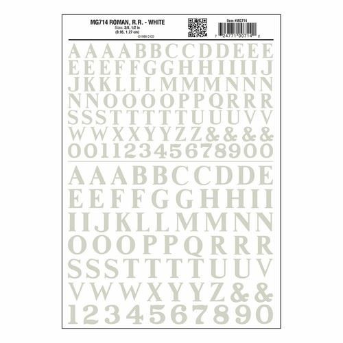 Letters Dry Transfer Sheet Roman RR White Woodland Scenics MG714