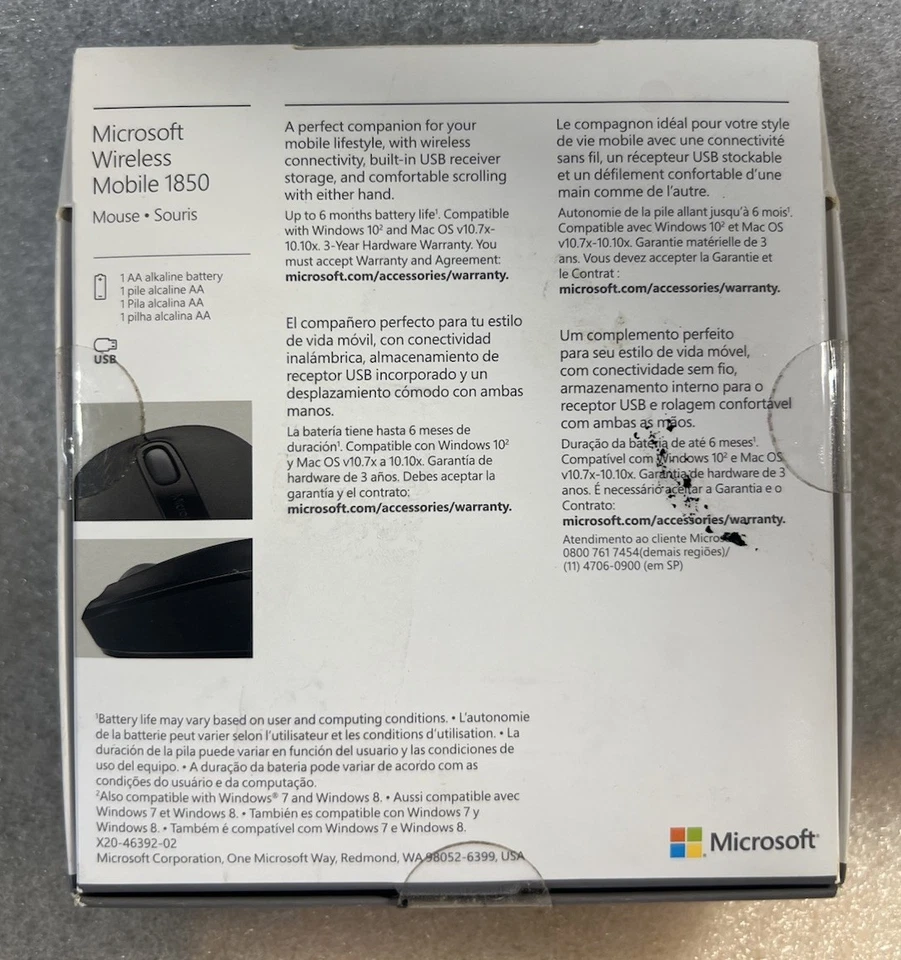 Microsoft 1850 Wireless Mobile Mouse Windows Mac Purple Brand New - Image 4 of 4