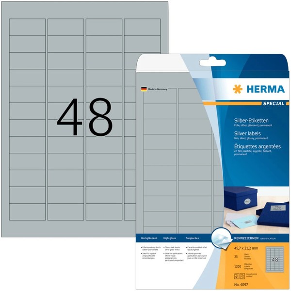 Herma Silberfarbene Folien-Etiketten Special, 45,7 X 21,2 Mm 1 Bis 40X Spare 22%-image