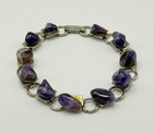 Silver Tone Purple Stone Link Bracelet Amethyst Style Fashion Jewellery