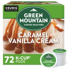 Green Mountain Coffee Caramel Vanilla Cream, Keurig K-Cup Pod, Light Roast, 72ct