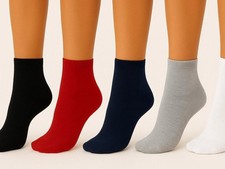 Ladies Women' Girls 3-12 Pack 100% Cotton School Plain Crew Socks Ankle Socks