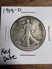 1919-D Walking Liberty Half Dollar Silver 50C Circulated Key Date