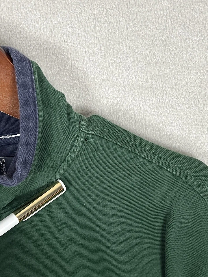 Nautica 1/4 Zip Sweatshirt Size L Green Color Vintage Men's Striped Mock Neck - Image 2 of 4