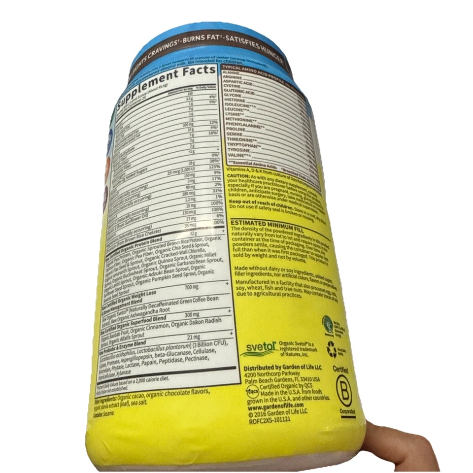 Polvo de chocolate Garden of Life 102747 ajuste orgánico crudo tamaño doble - 32,5 oz... Foto 2 de 3