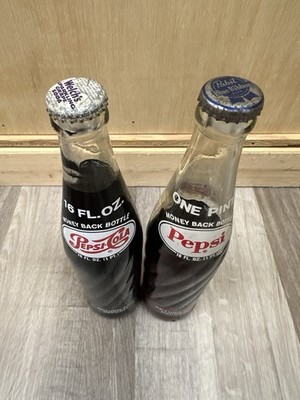 Pepsi 1960 s 1970 s Misprint Cap Glass Bottles Full Unopened Uncracked Welch PBR