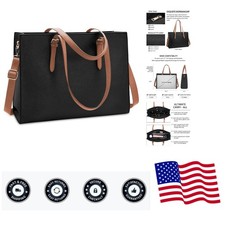 Laptop Bag for Women Waterproof Lightweight Leather 15.6 Inch Computer Tote B...