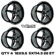 4 Vms Racing 5x114 V Star Drag Wheels Race Track Rims Set 18x9.5 22 Et 6.00 Bs