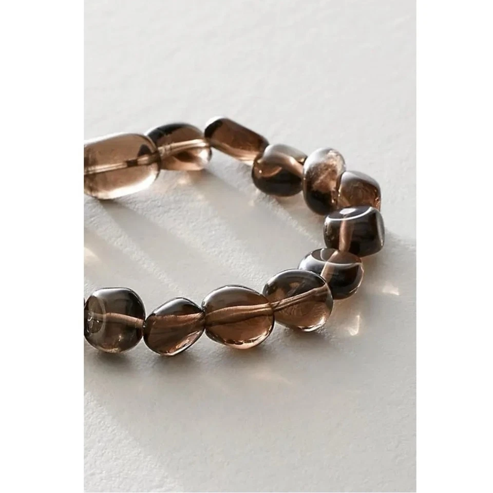 Pulsera Gruesa Piedra Cristal Free People Ariana Ost Cuarzo Ahumado Bohemio Foto 3 de 4