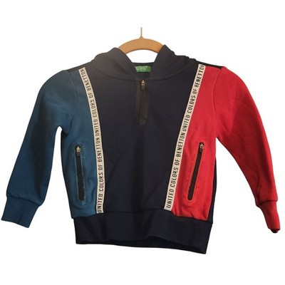 United Colors of Benetton Hoodie Kids XX Multi Good Colorblock Quarter Zip Logo