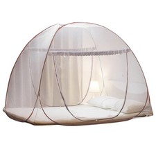 Portable Pop-Up Brown Mosquito Net Tent for Bed, L79 x W71 x H59 inch Large