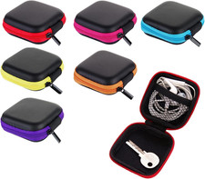 6Pcs Earphone Case,Pu Small Square Pocket Earbud Carrying Case Bag with Zipper,M