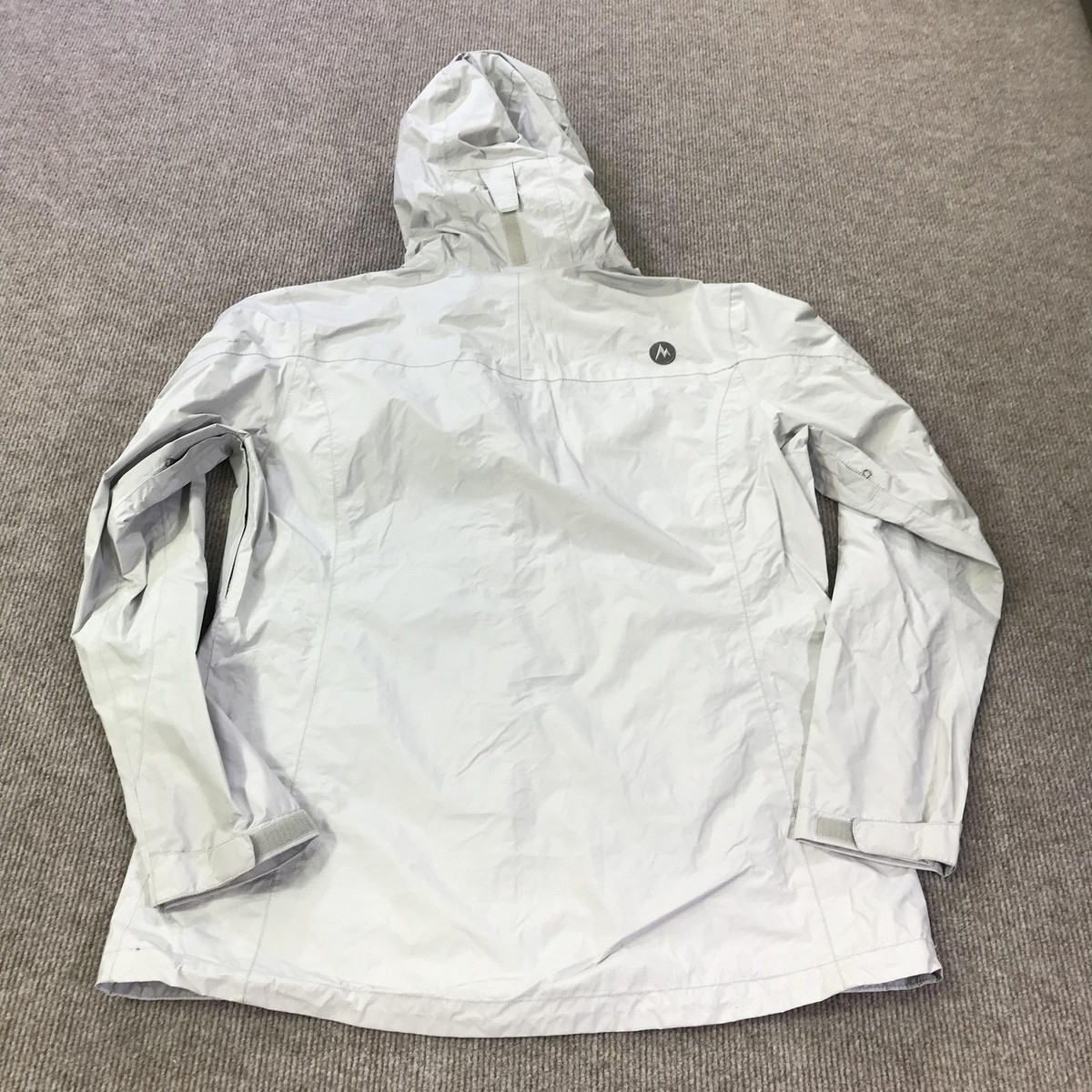 Marmot Rain Jacket Womens Large Gray Hooded Lightweight Water