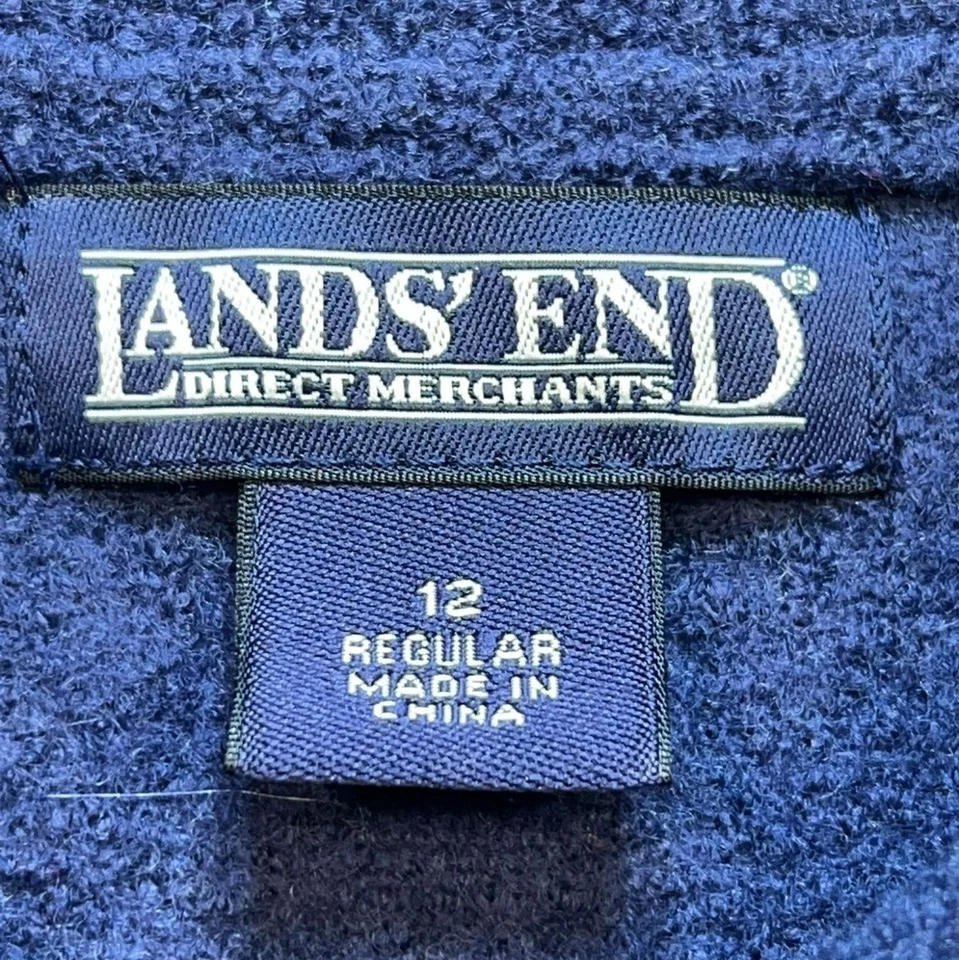 Chaqueta Blazer Lands End Mujer Talla 12 Azul Marino Botón Cuello Frontal Acogedor Bolsillos Foto 2 de 4