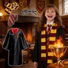 4 Stück Magier Robe Zauberer Kostüme, Magisches Schuluniform Kostüm Set Karneval