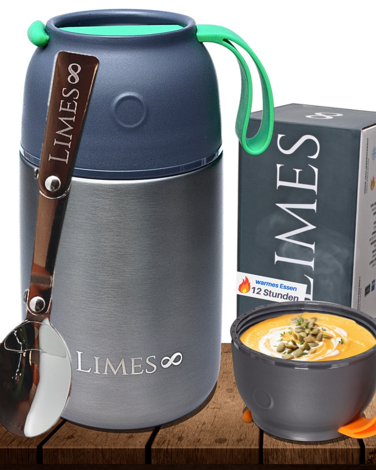 Limes 8 Thermobehälter für Essen 500-700ml [HEIß & KALT] Warmhaltebehälter Essen